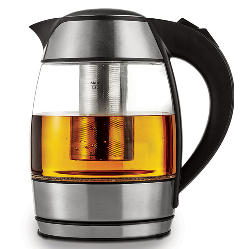 Brentwood 1.9 Qt. Cordless Glass and Stainless Steel Electric Tea Kettle with Infuser & Reviews